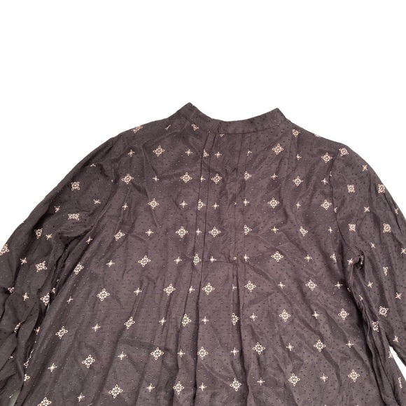 Zara Black Textured Diamond Print Pleated Neckline Long Sleeve Mini Dress - Picture 11 of 11